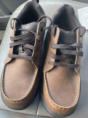 Wrangler Men's Brown Leather-Style Lace-Up Boot Shoes size 7